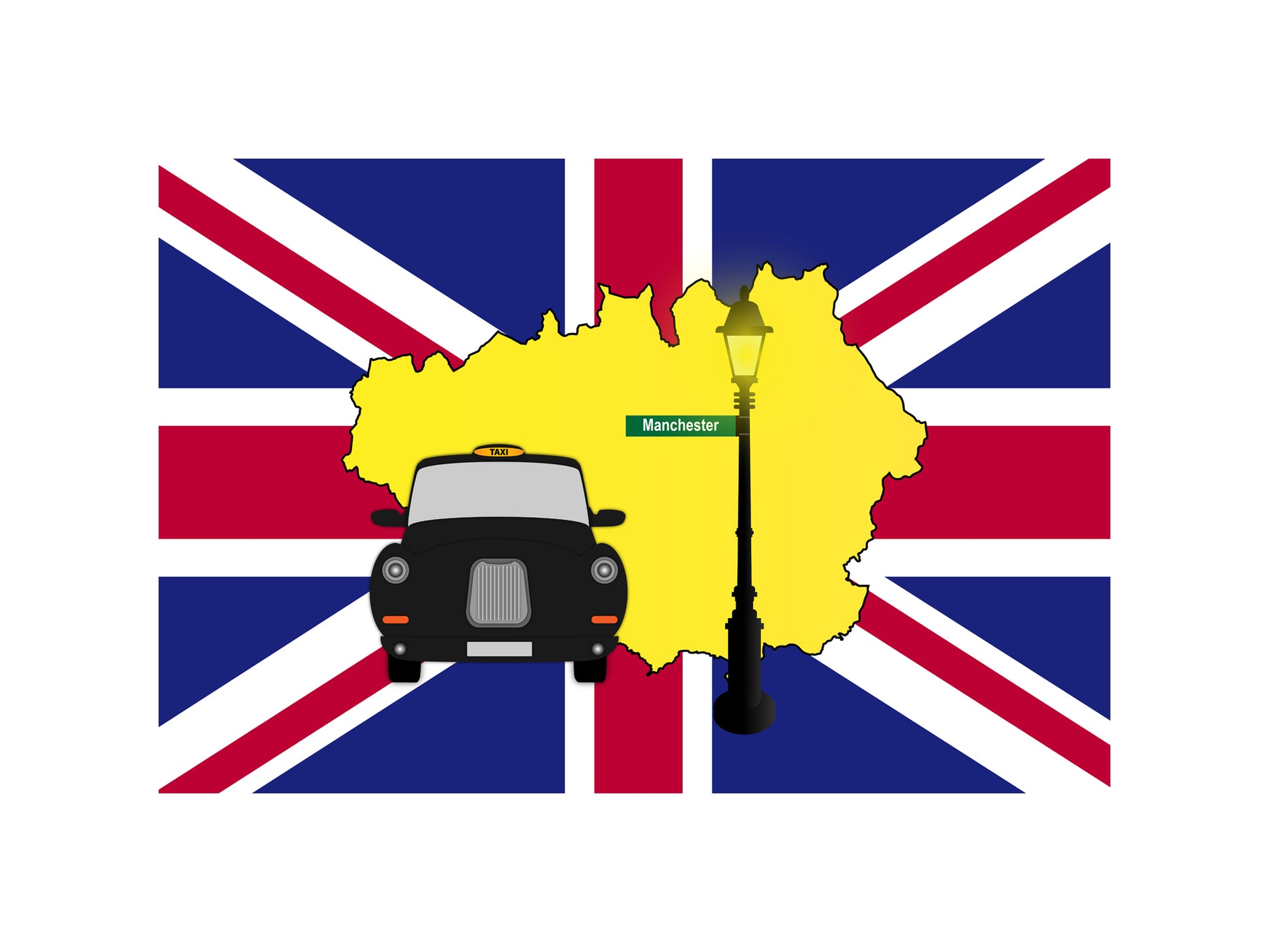 Manchester Black Taxi Vector Illustration