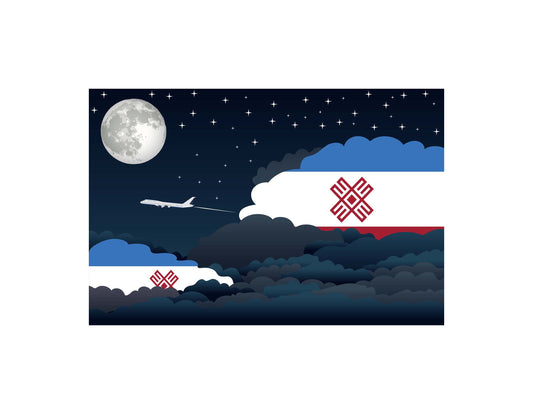 Mari El Airplane Night Clouds Vector Illustrations | Aviation Night Sky Collection