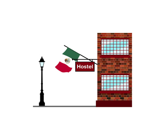Mexico World Hostels Vector Illustrations | Hostel Buildings & Accommodation Collection