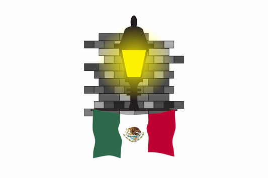Mexico Flag Street Lamp Bricks Vector Illustration