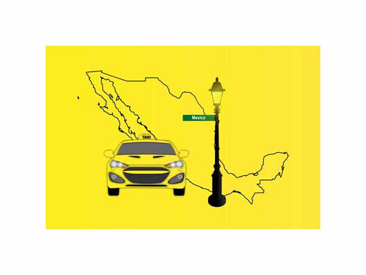 Mexico World Yellow Taxi Vector Illustrations | Iconic Taxi & Urban Transportation Collection