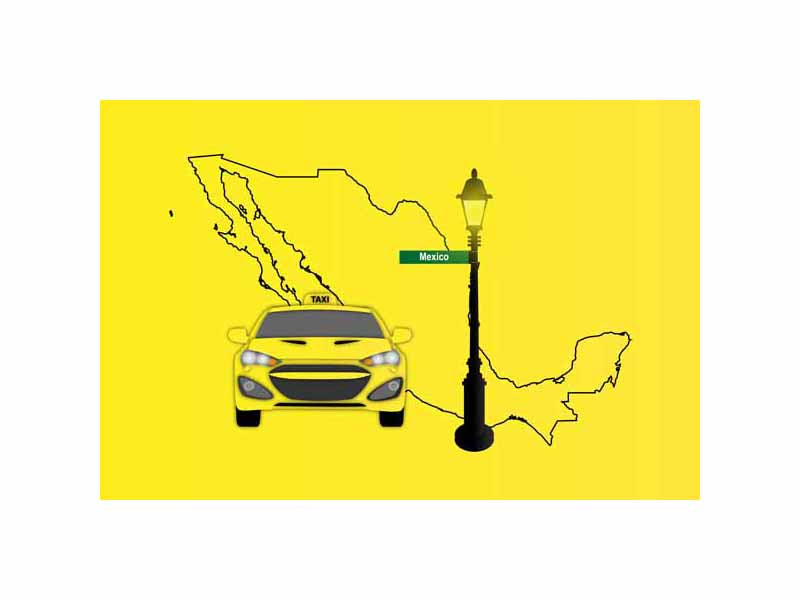 Mexico World Yellow Taxi Vector Illustrations | Iconic Taxi & Urban Transportation Collection