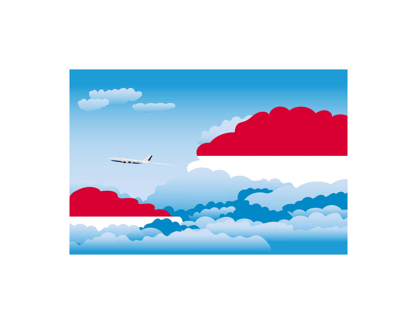 Monaco Airplane Day Clouds Vector Illustration | Travel & Aviation Sky Scene