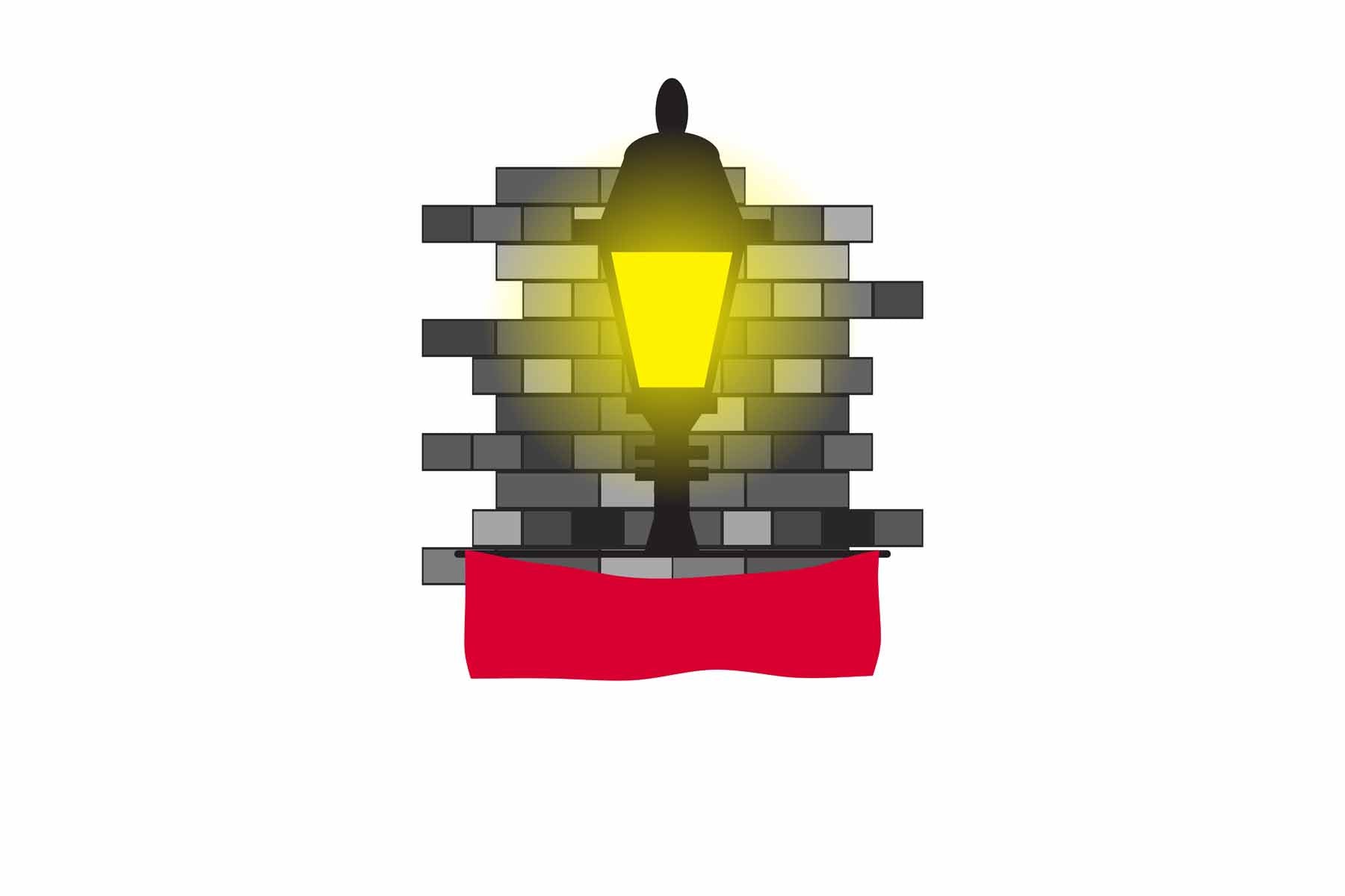Monaco World Street Lamp Bricks Dark Night Vector Illustrations | Moonlit Urban Landscape Collection