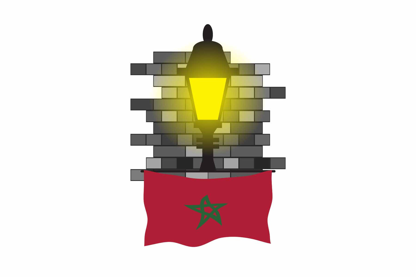 Morocco World Street Lamp Bricks Dark Night Vector Illustrations | Moonlit Urban Landscape Collection