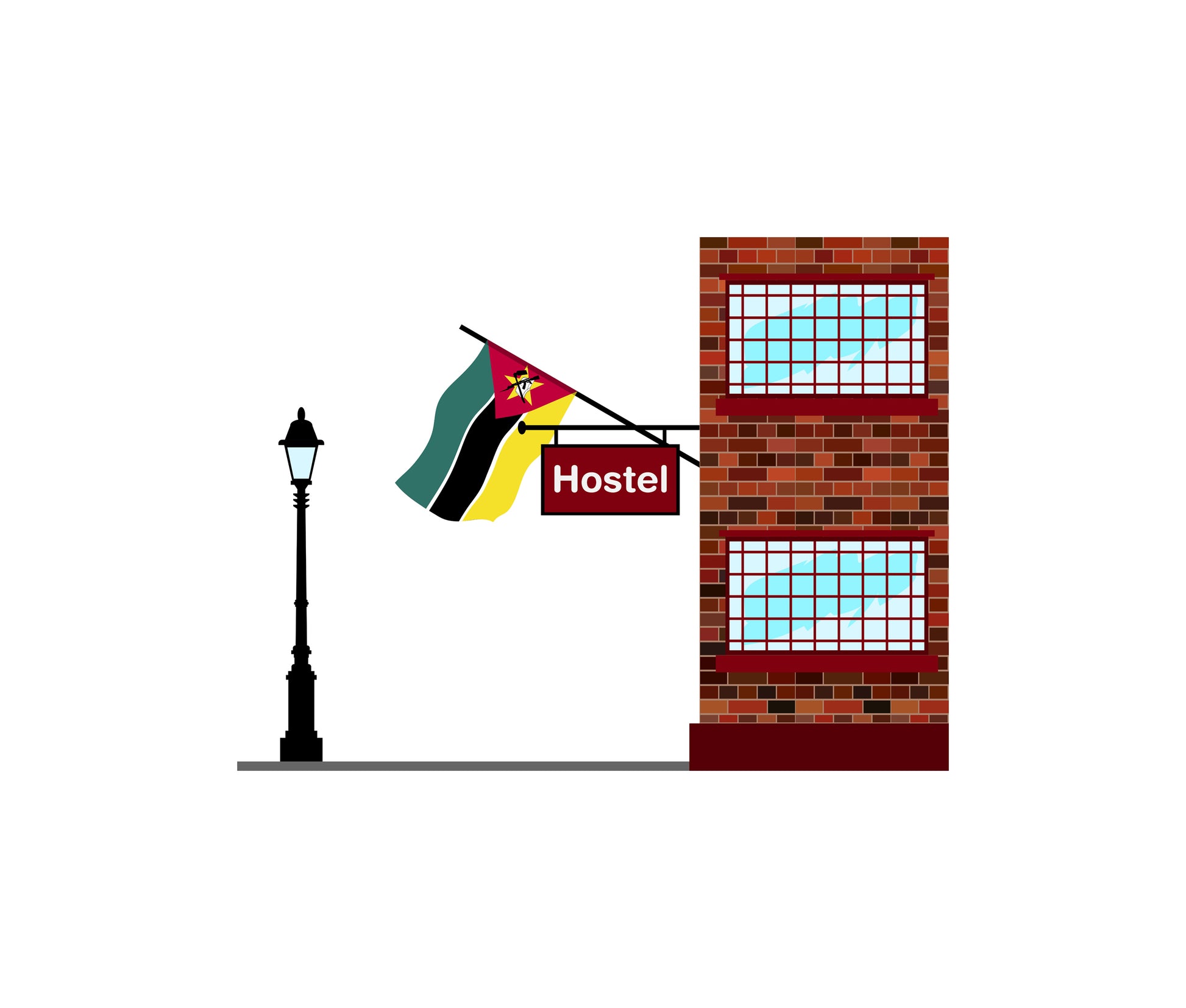 Mozambique World Hostels Vector Illustrations | Hostel Buildings & Accommodation Collection