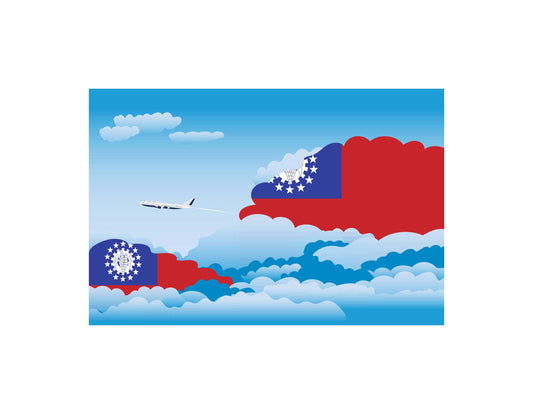 Myanmar Burma Day Clouds Airplane Airport Flight Vector Illustration