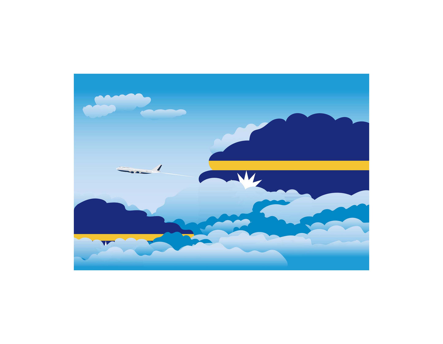 Nauru Airplane Day Clouds Vector Illustration | Travel & Aviation Sky Scene