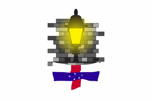 Netherlands Antilles World Street Lamp Bricks Dark Night Vector Illustrations | Moonlit Urban Landscape Collection