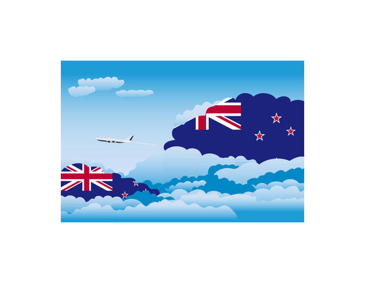 New Zealand Day Clouds Airplane Airport Flight Vector Illustration