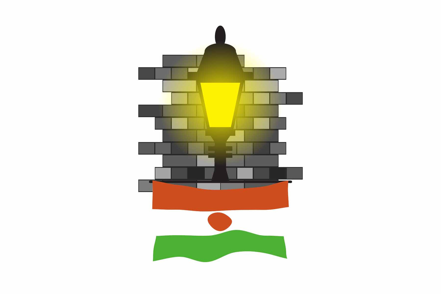 Niger World Street Lamp Bricks Dark Night Vector Illustrations | Moonlit Urban Landscape Collection