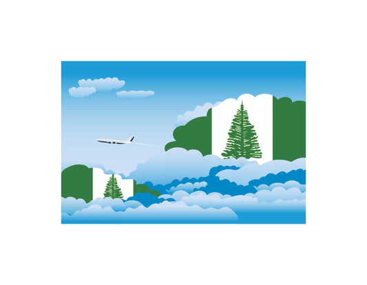 Norfolk Island Day Clouds Airplane Airport Flight Vector Illustration
