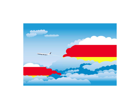 North Ossetia Day Clouds Airplane Airport Flight Vector Illustration