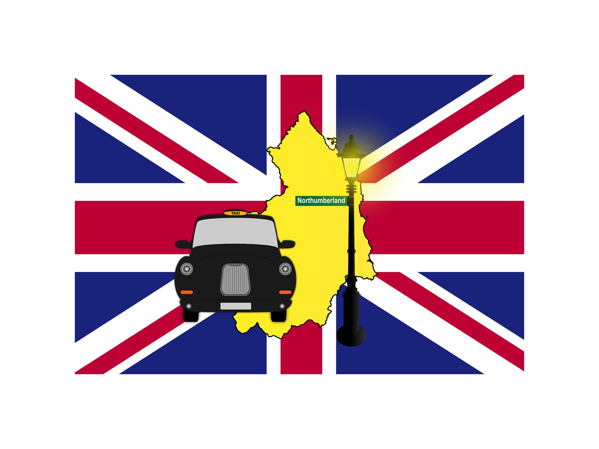 Northumberland Black Taxi Vector Illustration