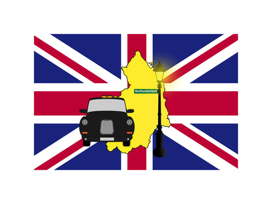 Northumberland Black Taxi Vector Illustration