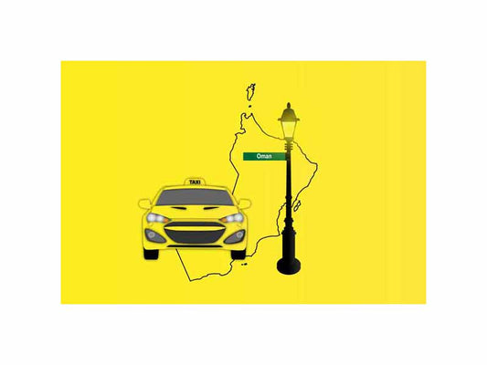 Oman World Yellow Taxi Vector Illustrations | Iconic Taxi & Urban Transportation Collection