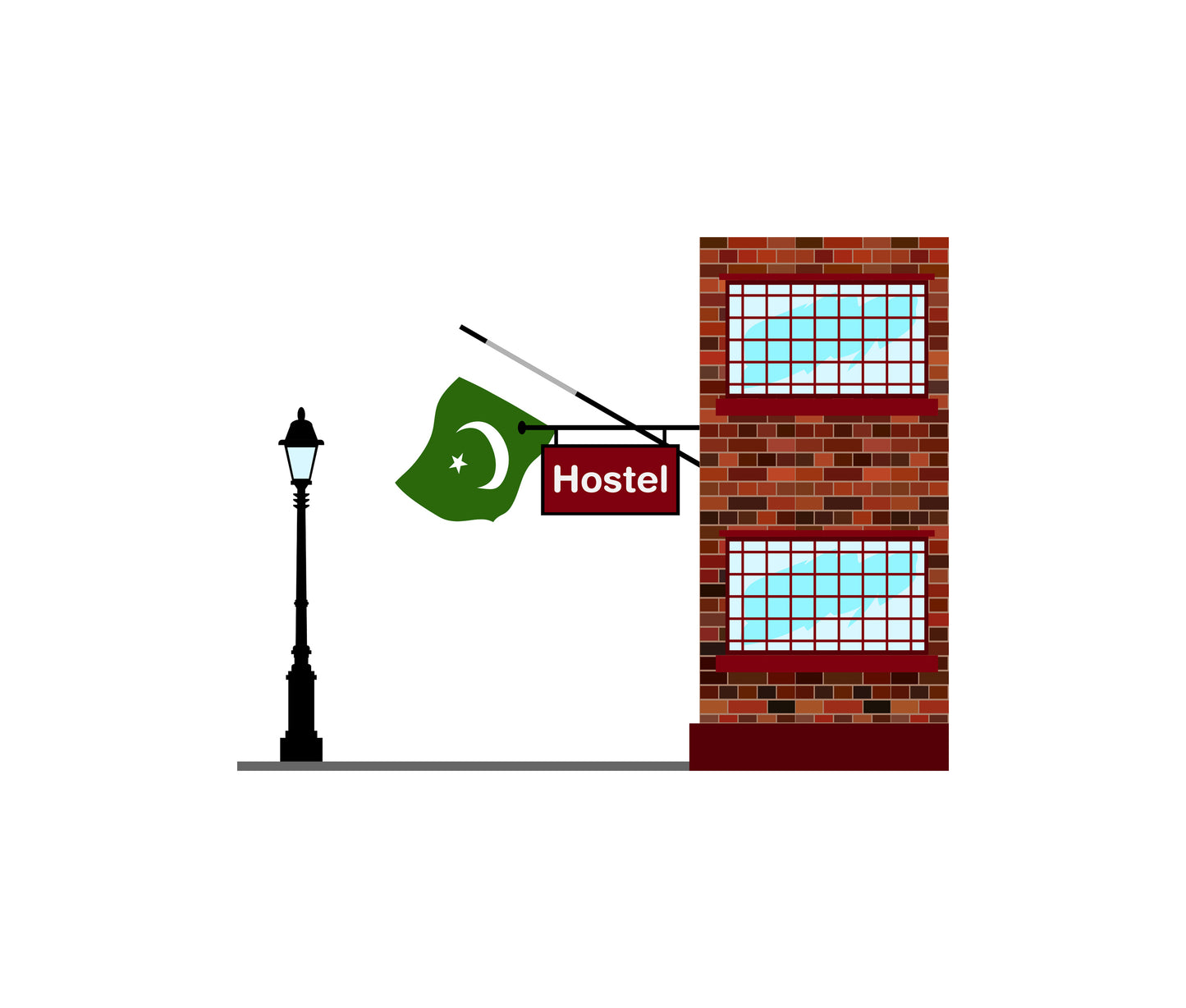 Pakistan World Hostels Vector Illustrations | Hostel Buildings & Accommodation Collection
