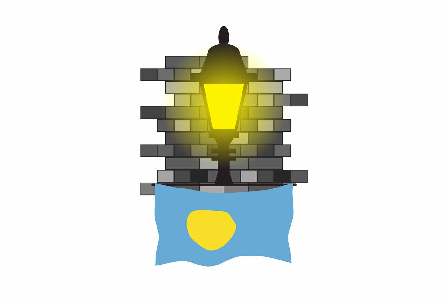 Palau World Street Lamp Bricks Dark Night Vector Illustrations | Moonlit Urban Landscape Collection