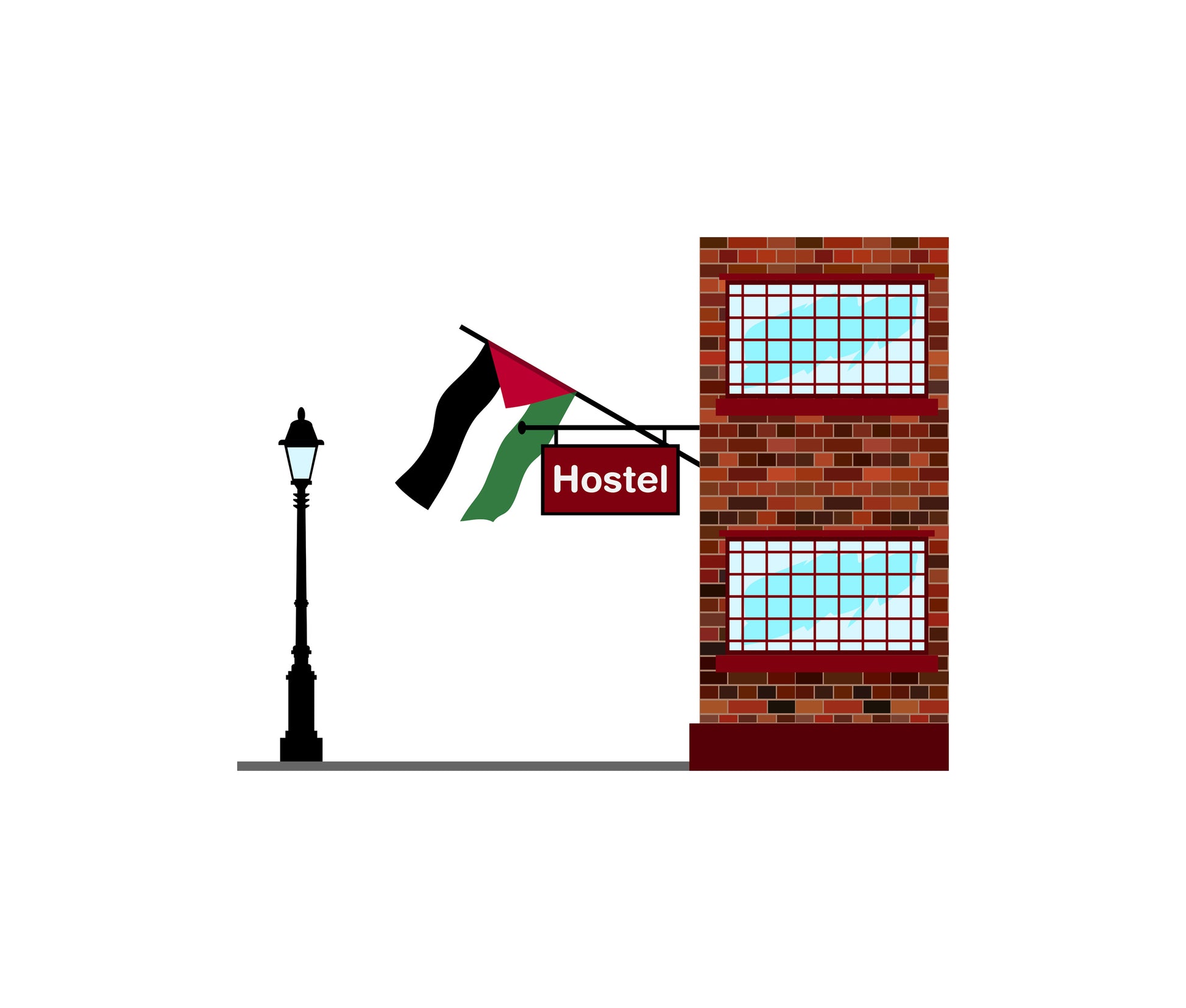 Palestine World Hostels Vector Illustrations | Hostel Buildings & Accommodation Collection