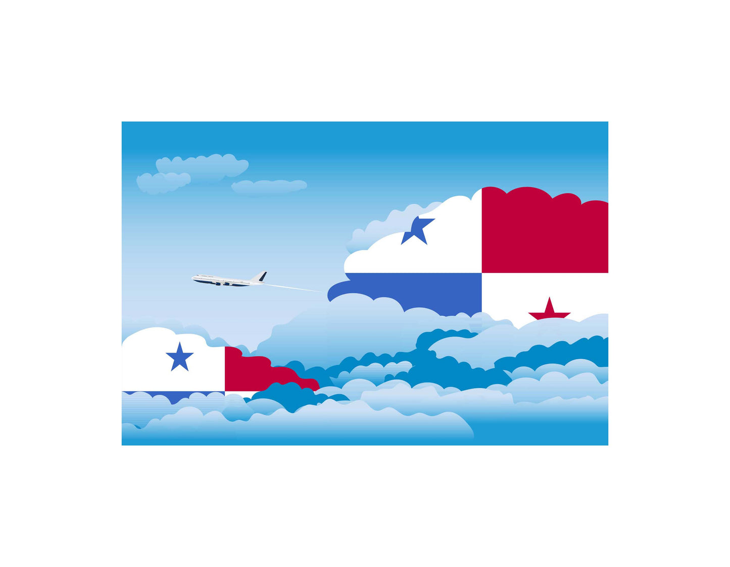 Panama Airplane Day Clouds Vector Illustration | Travel & Aviation Sky Scene