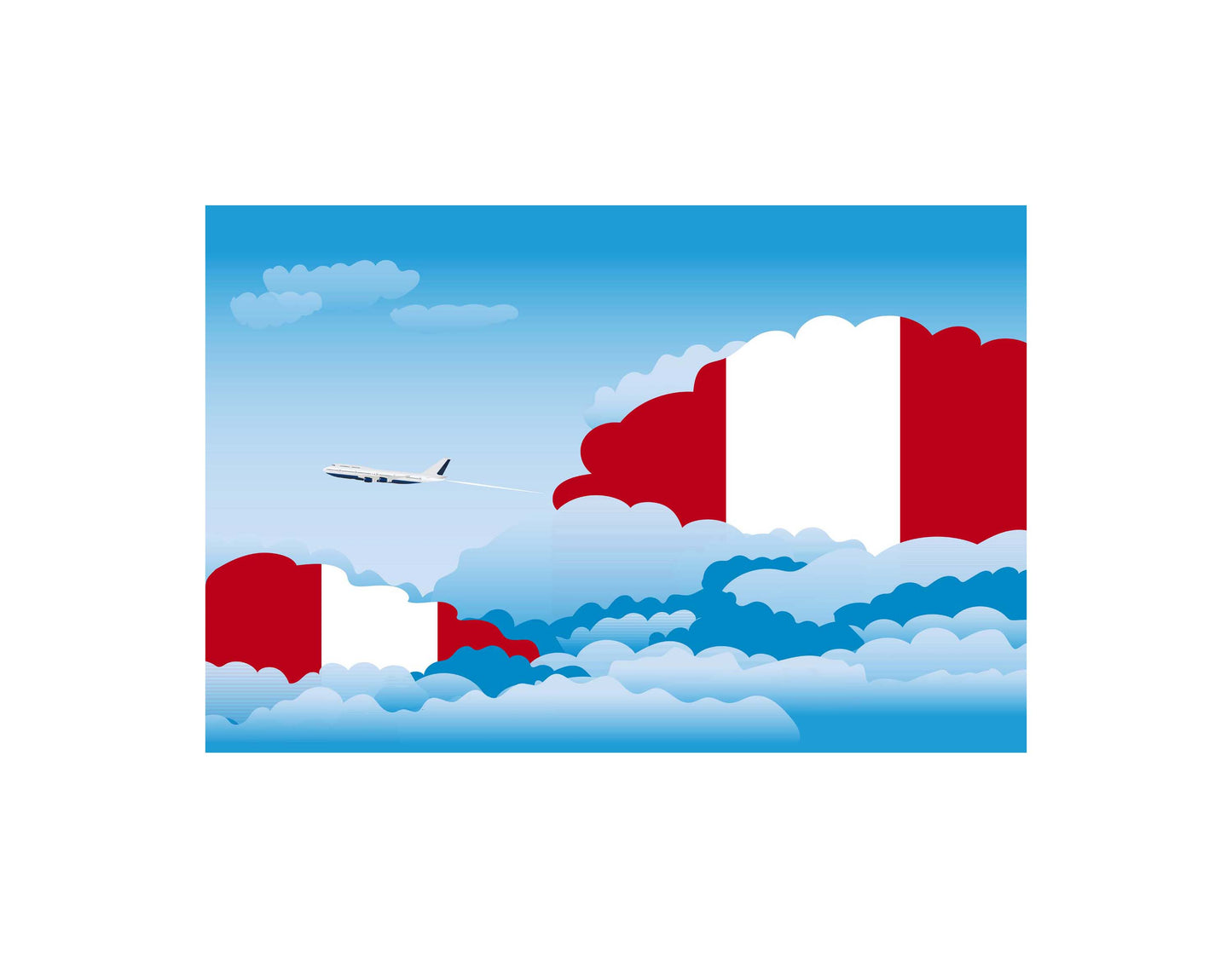 Peru Airplane Day Clouds Vector Illustration | Travel & Aviation Sky Scene