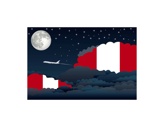 Peru Night Clouds Airplane Airport Flight Vector Illustration