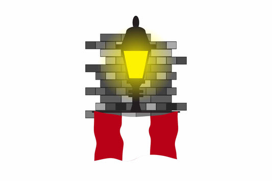 Peru Flag Street Lamp Bricks Vector Illustration