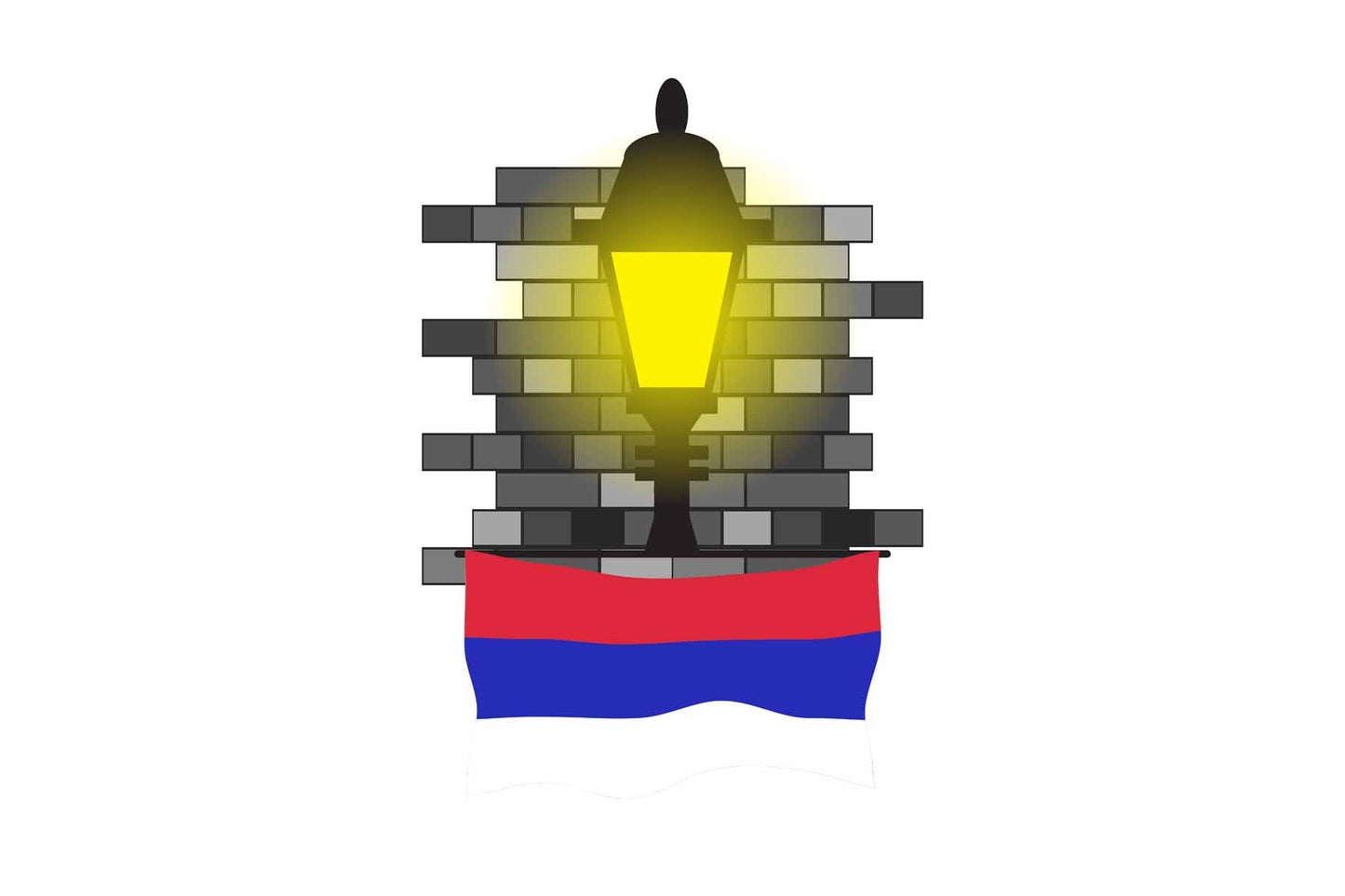 Republika Srpska World Street Lamp Bricks Dark Night Vector Illustrations | Moonlit Urban Landscape Collection