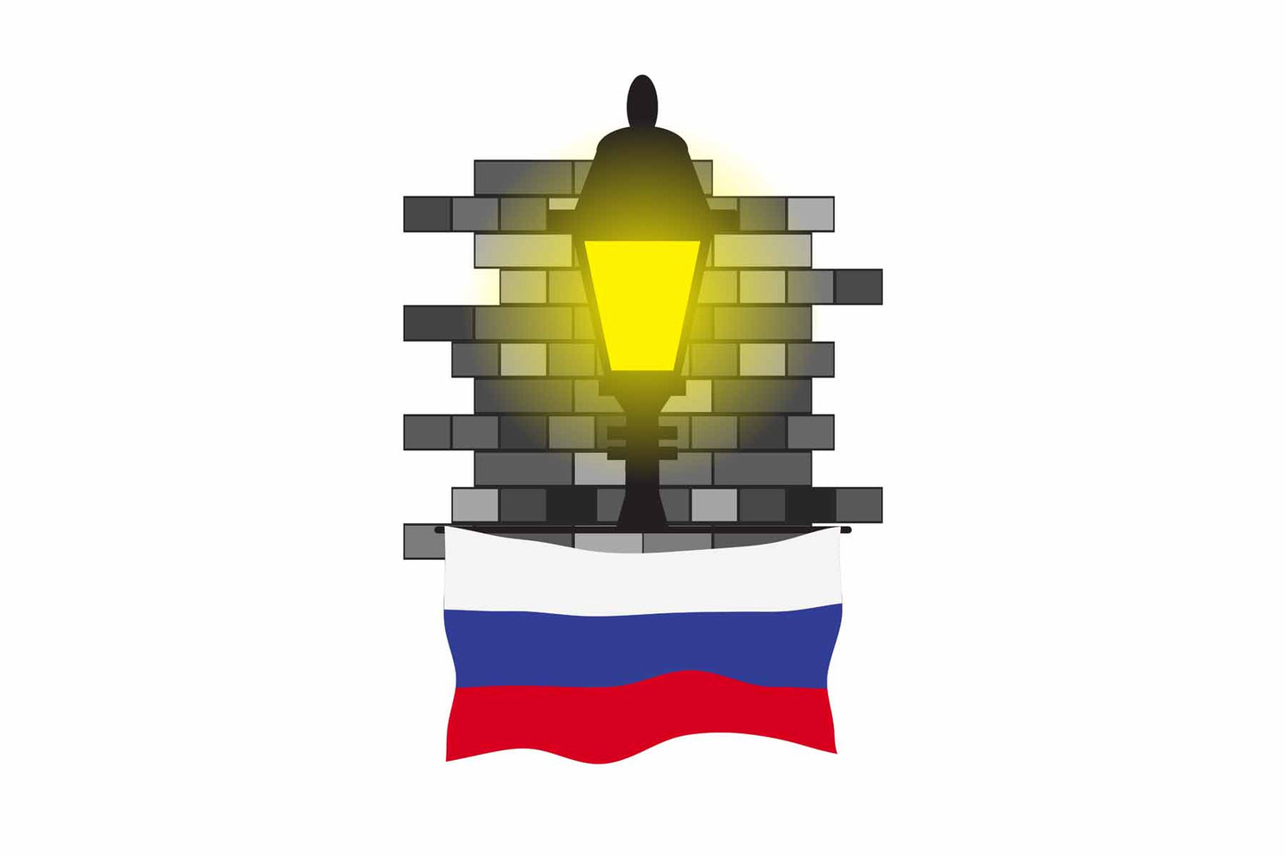 Russia World Street Lamp Bricks Dark Night Vector Illustrations | Moonlit Urban Landscape Collection