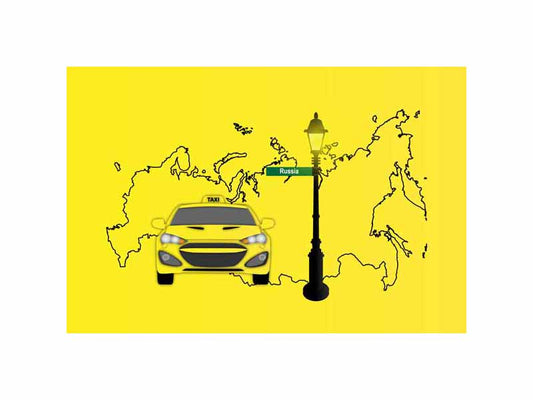 Russia World Yellow Taxi Vector Illustrations | Iconic Taxi & Urban Transportation Collection