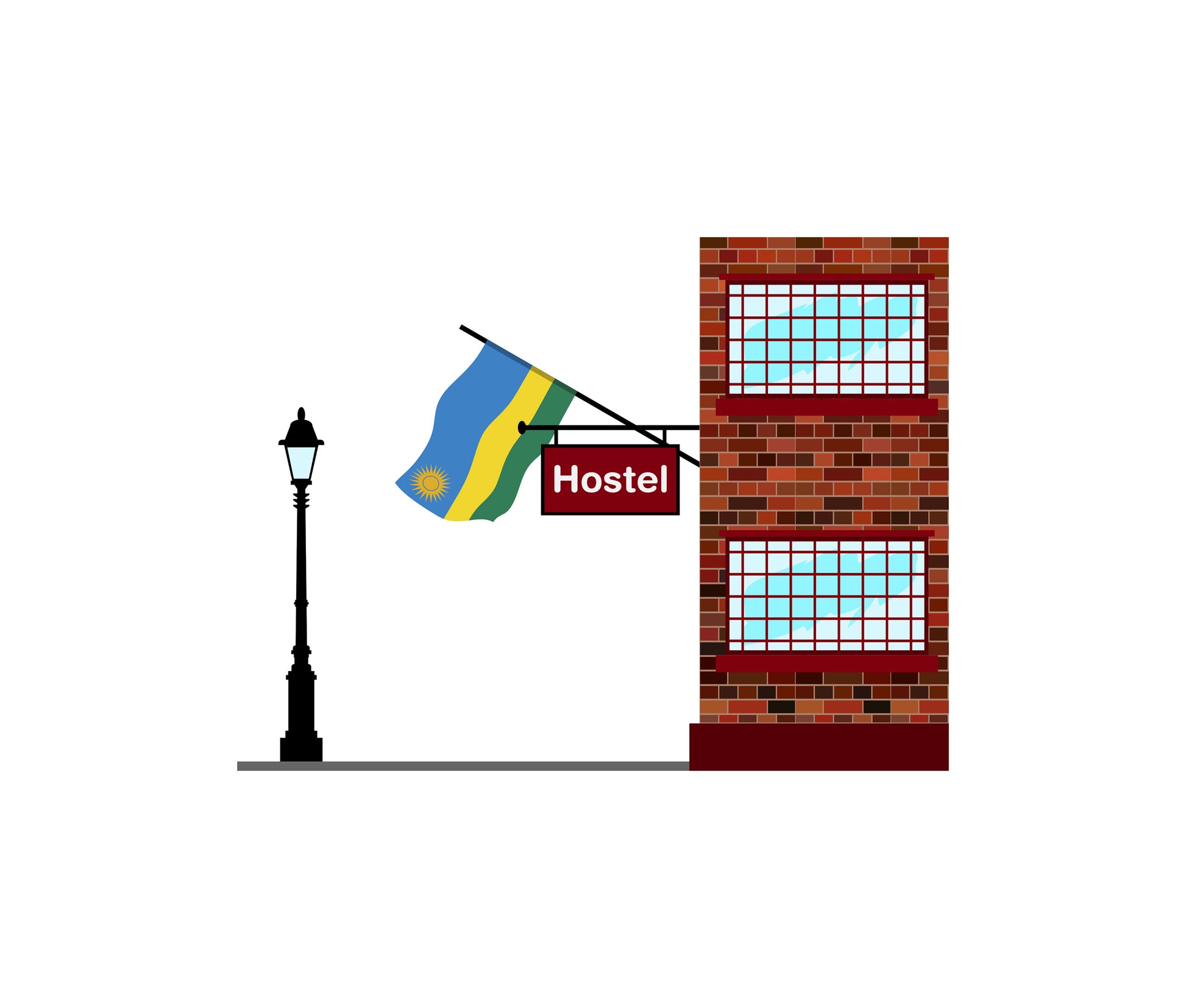 Rwanda World Hostels Vector Illustrations | Hostel Buildings & Accommodation Collection