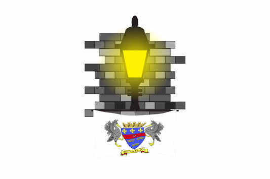 Saint Barthelemy World Street Lamp Bricks Dark Night Vector Illustrations | Moonlit Urban Landscape Collection
