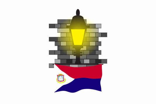 Saint Martin Flag Street Lamp Bricks Vector Illustration