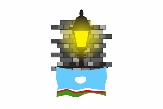 Sakha Republic Flag Street Lamp Bricks Vector Illustration