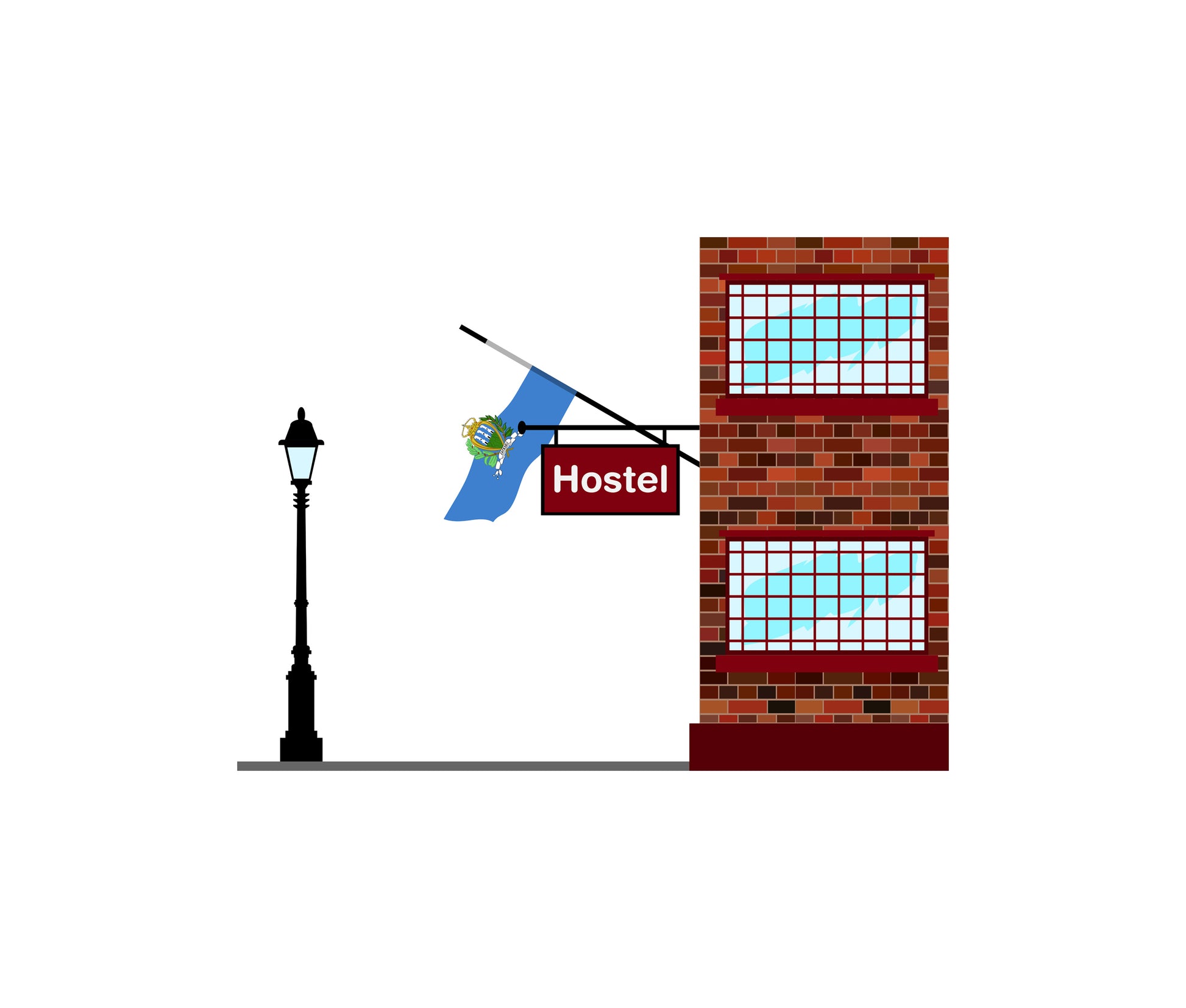 San Marino World Hostels Vector Illustrations | Hostel Buildings & Accommodation Collection