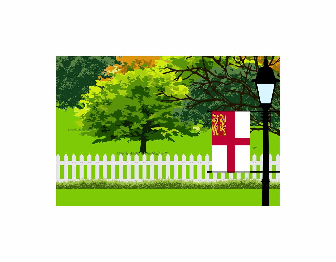 Sark Home Town Trees Landscape Moon Night Vector Illustrations