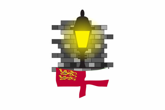Sark Flag Street Lamp Bricks Vector Illustration