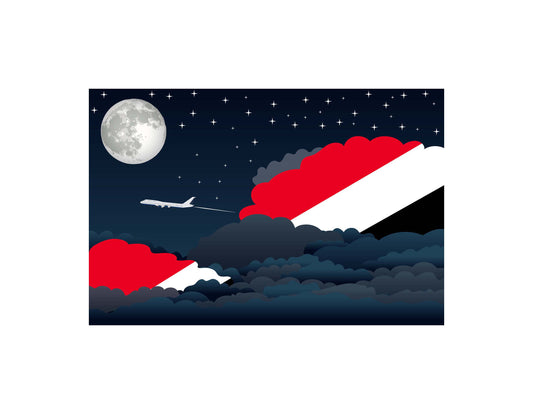 Sealand  Principality of Night Clouds Airplane Airport Flight Vector Illustration