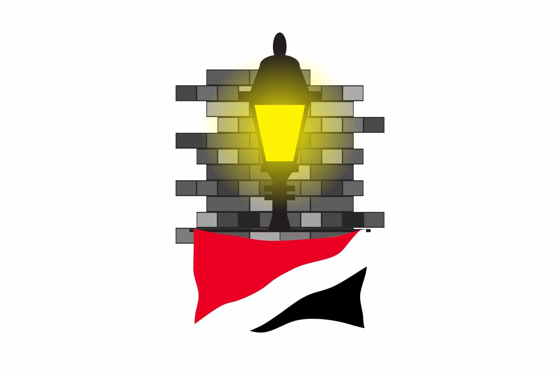 Sealand Principality of World Street Lamp Bricks Dark Night Vector Illustrations | Moonlit Urban Landscape Collection