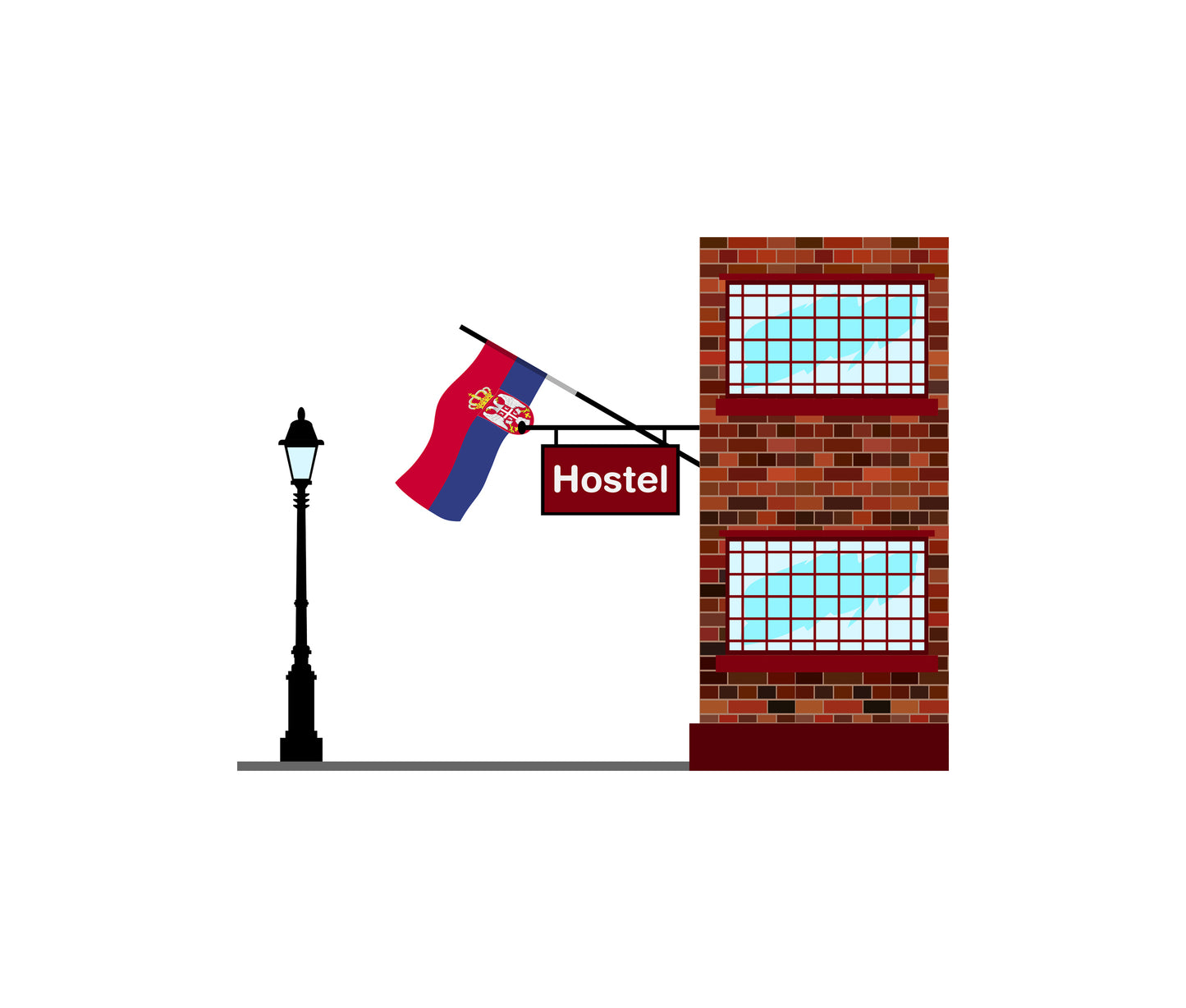 Serbia World Hostels Vector Illustrations | Hostel Buildings & Accommodation Collection