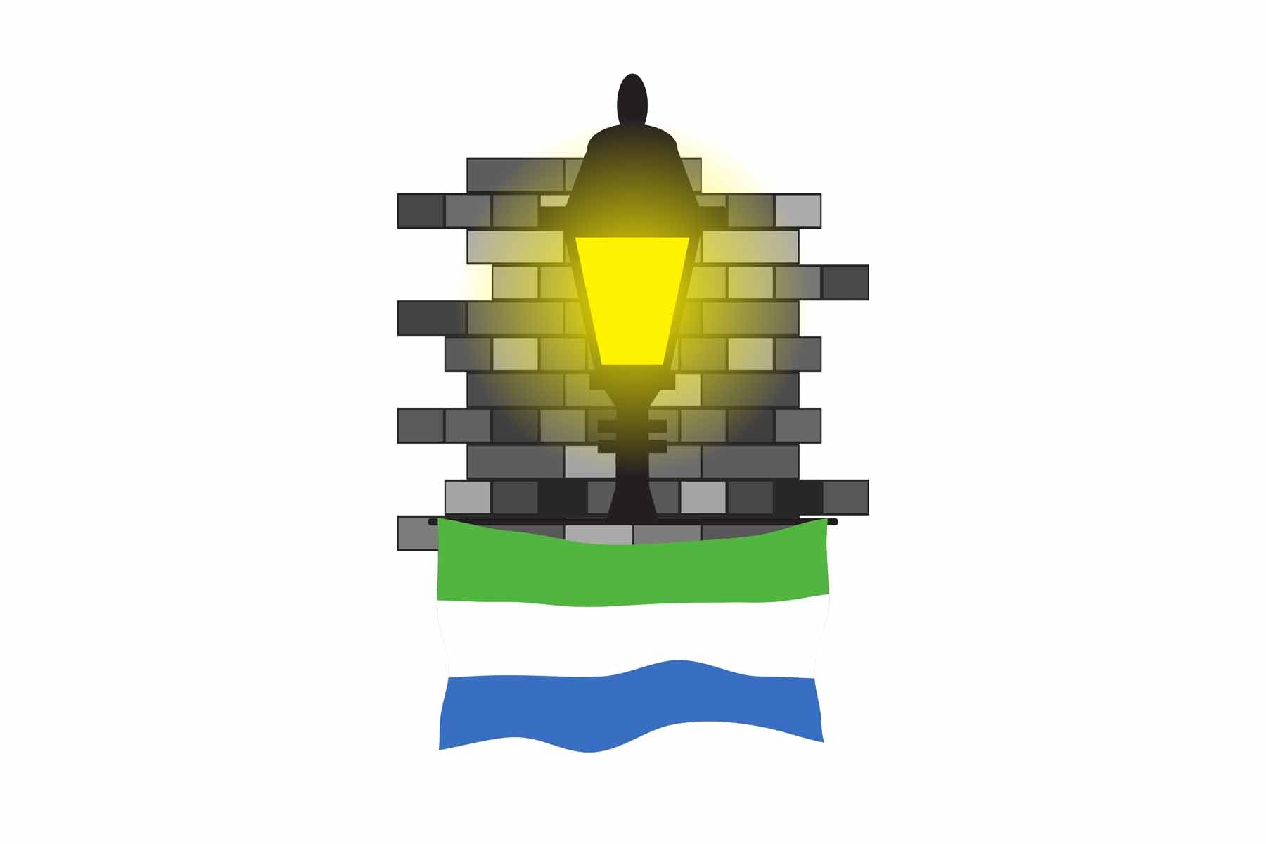Sierra Leone World Street Lamp Bricks Dark Night Vector Illustrations | Moonlit Urban Landscape Collection
