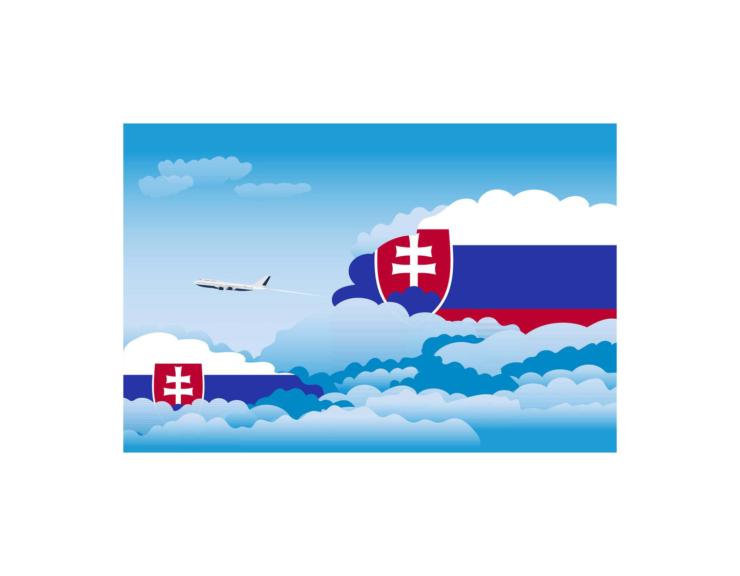 Slovakia Airplane Day Clouds Vector Illustration | Travel & Aviation Sky Scene