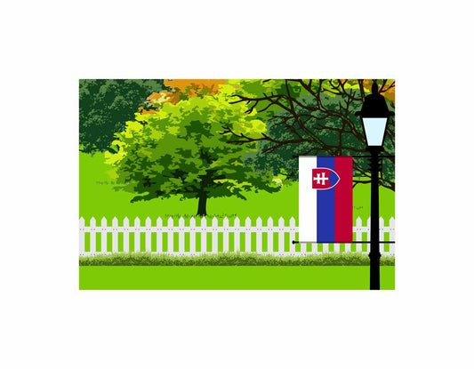 Slovakia Home Town Trees Landscape Moon Night Vector Illustrations