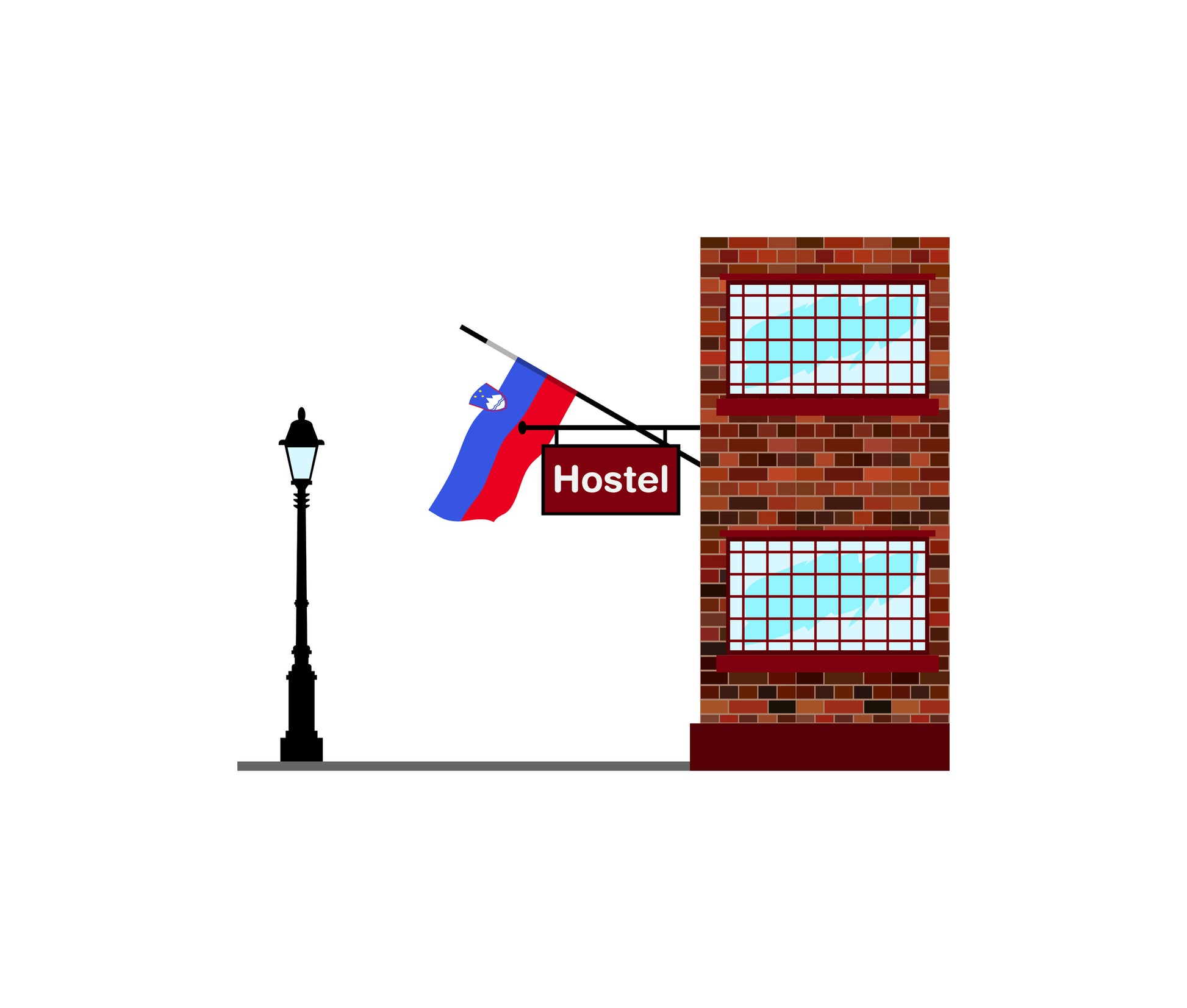 Slovenia Hostels Hotel Vector Illustration