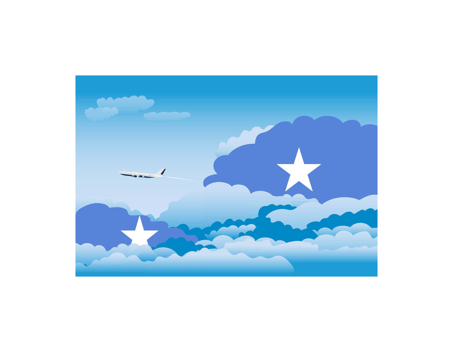 Somalia Airplane Day Clouds Vector Illustration | Travel & Aviation Sky Scene