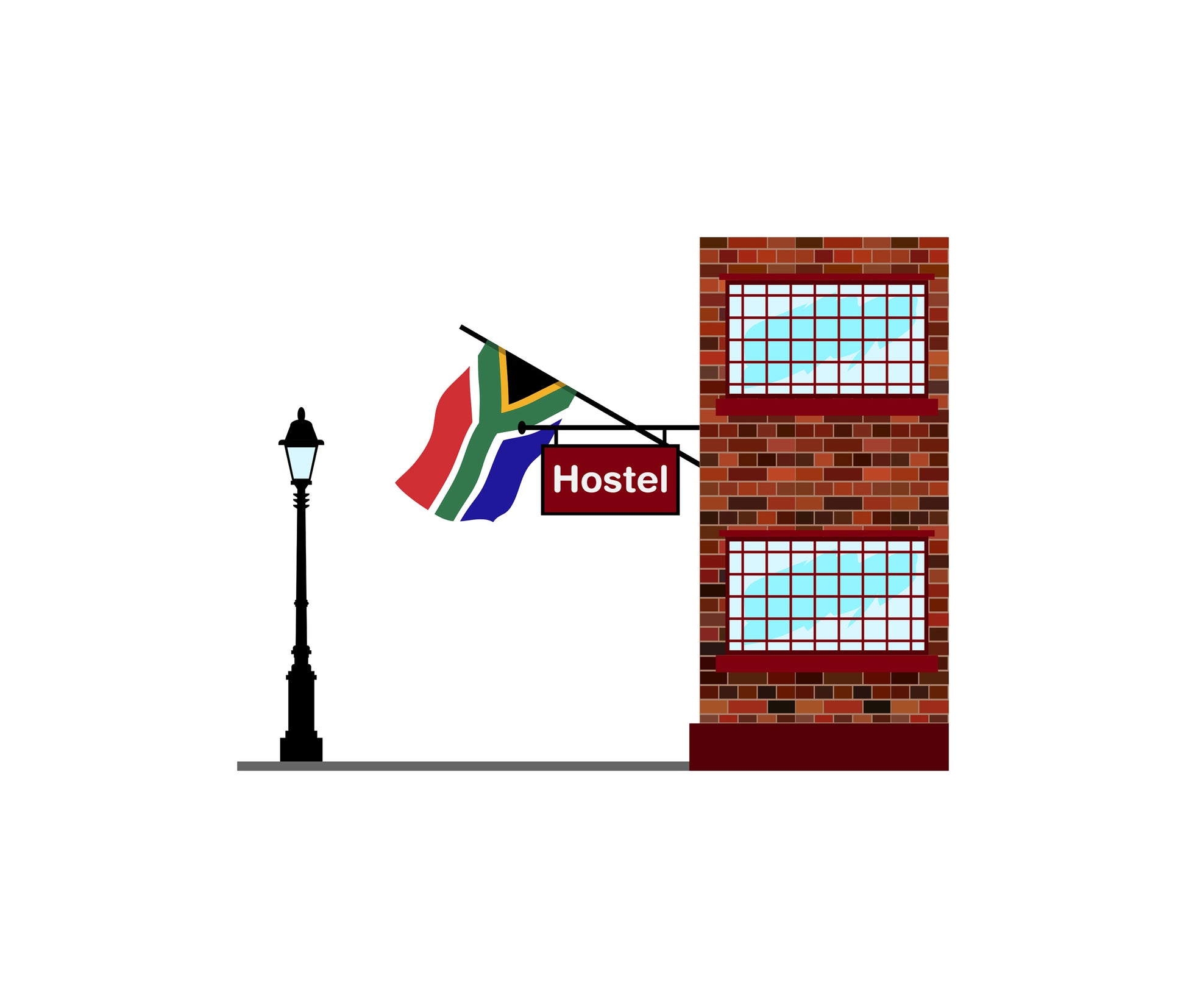 South Africa World Hostels Vector Illustrations | Hostel Buildings & Accommodation Collection
