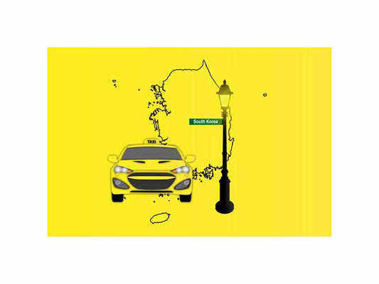 South Korea World Yellow Taxi Vector Illustrations | Iconic Taxi & Urban Transportation Collection