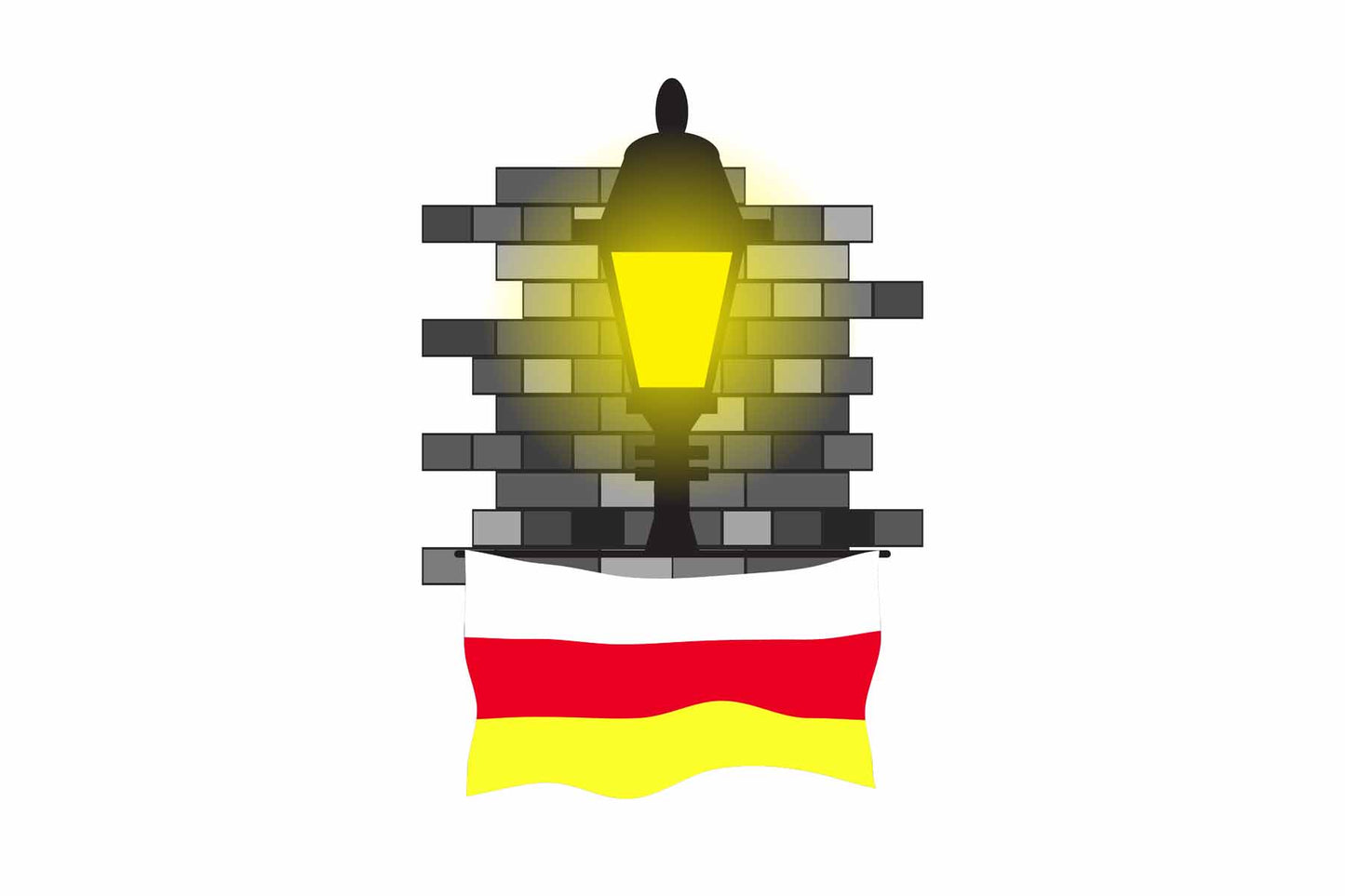 South Ossetia World Street Lamp Bricks Dark Night Vector Illustrations | Moonlit Urban Landscape Collection
