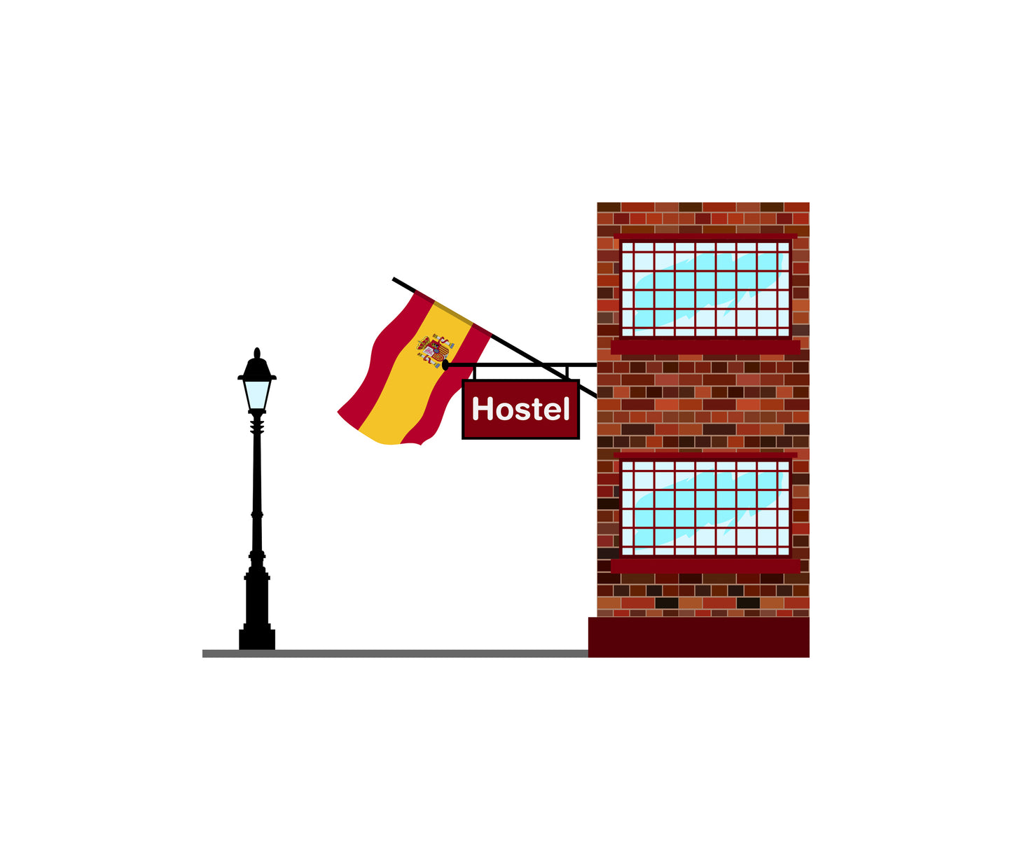 Spain World Hostels Vector Illustrations | Hostel Buildings & Accommodation Collection