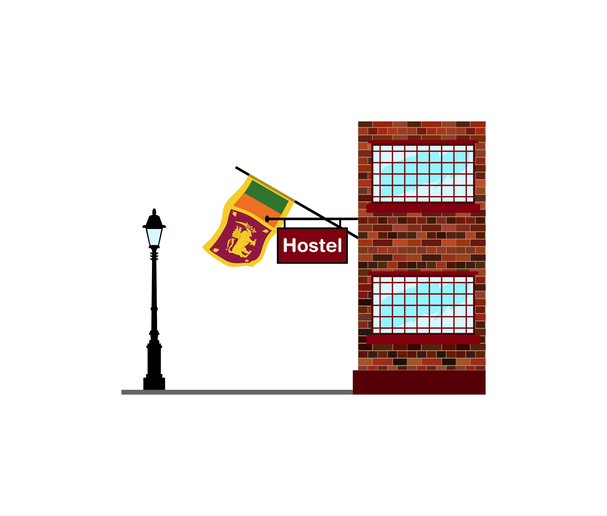 Sri Lanka Hostels Hotel Vector Illustration
